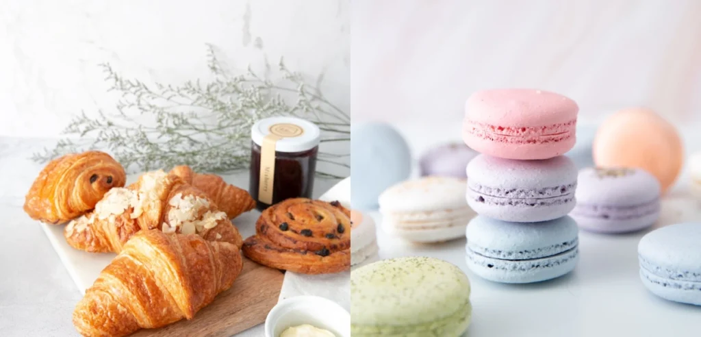Macarons and croissants at La Bamboche